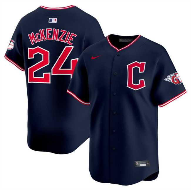 Mens Cleveland Guardians #24 Triston McKenzie Navy 2025 Alternate Limited Stitched Jersey Dzhi